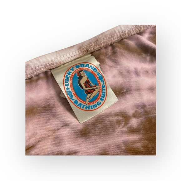 Vintage 90’s: Lucky Brand ❤︎ Side Tie Floral Tie Dye Bikini Bottoms ❤︎ Pink Tan - Picture 6 of 16